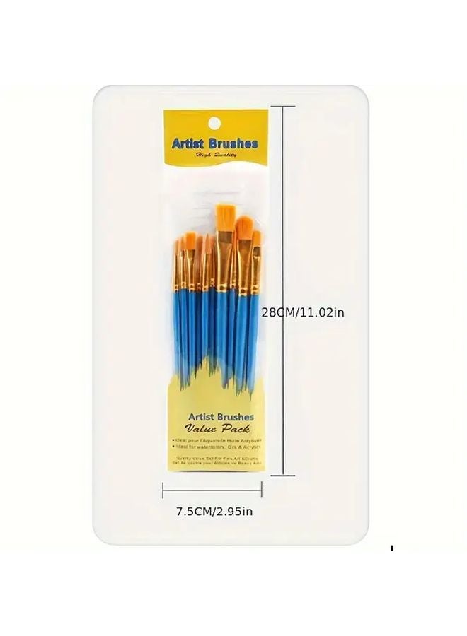 10 Pcs White Paint Brush Set Professional For Acrylic Oil Watercolor Gouache - Image 2